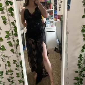 Formal / Prom Black sequin Pant-Suit 

-